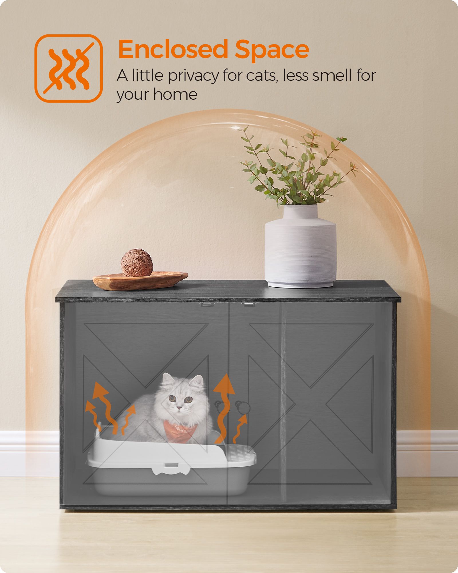 Cat Litter Box Enclosure with Removable Divider