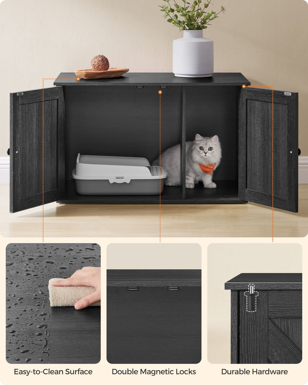 Cat Litter Box Enclosure with Removable Divider