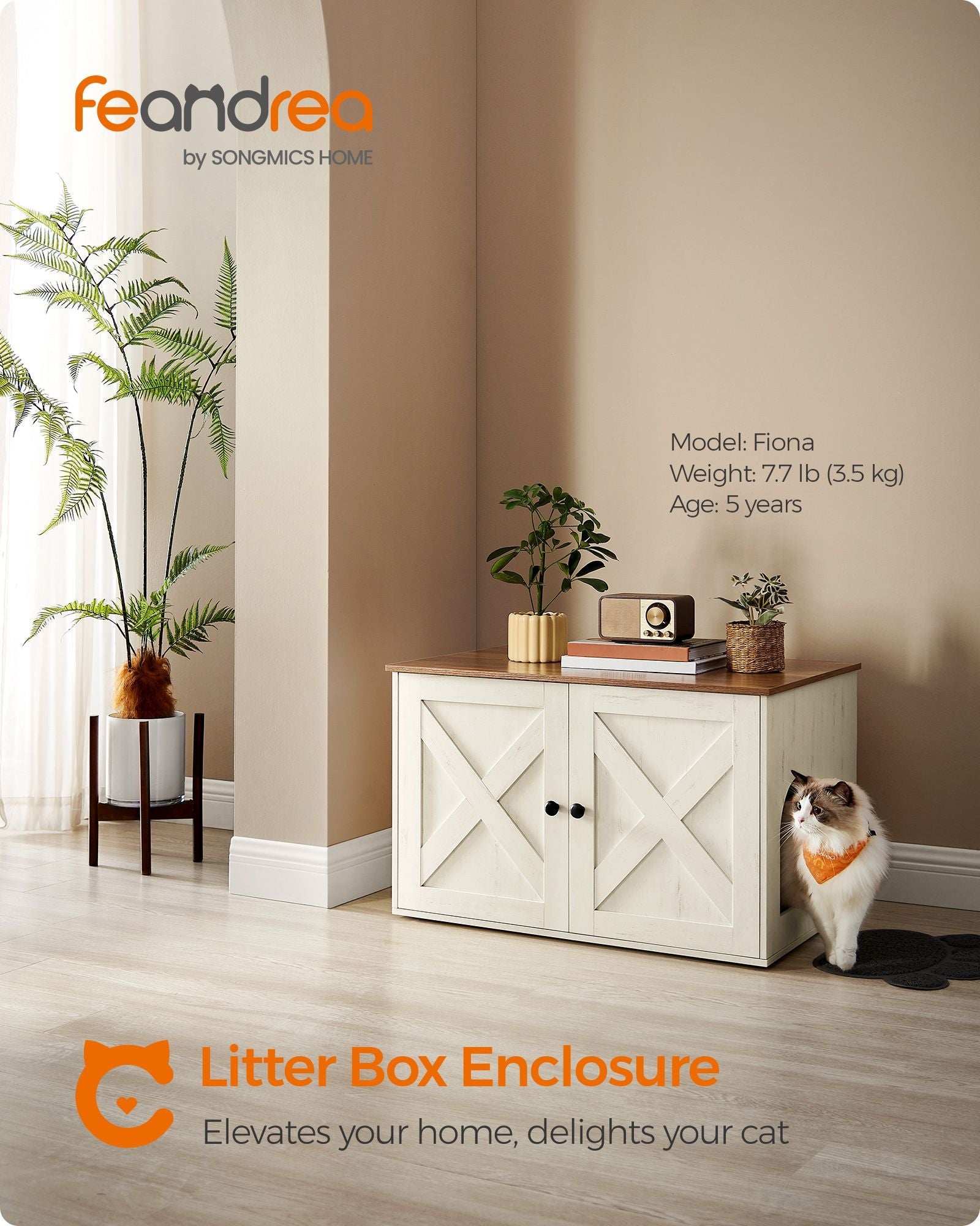 Cat Litter Box Enclosure with Removable Divider