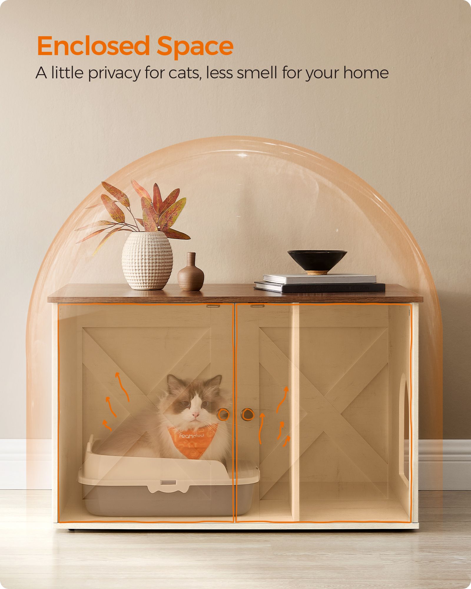 Cat Litter Box Enclosure with Removable Divider