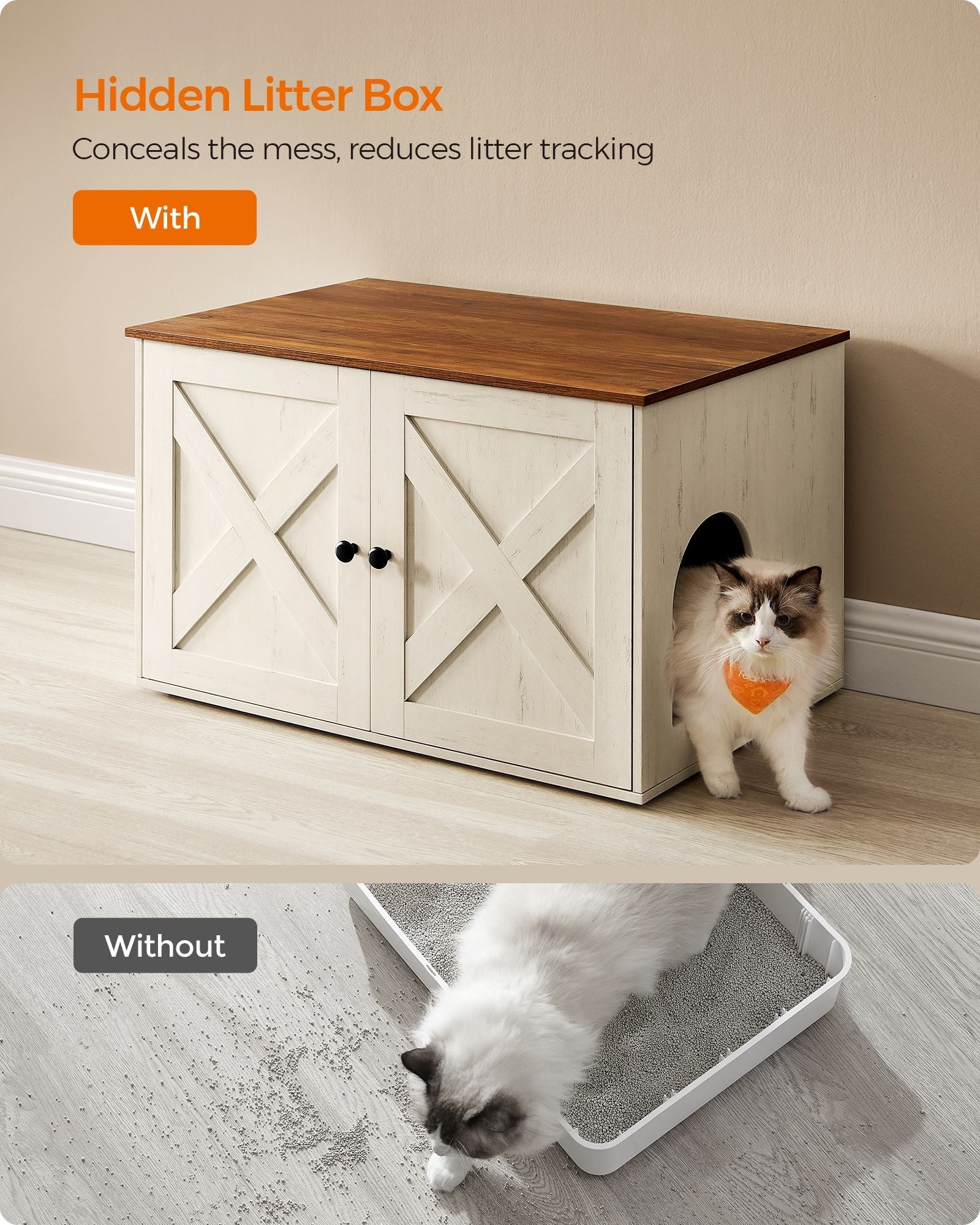 Cat Litter Box Enclosure with Removable Divider
