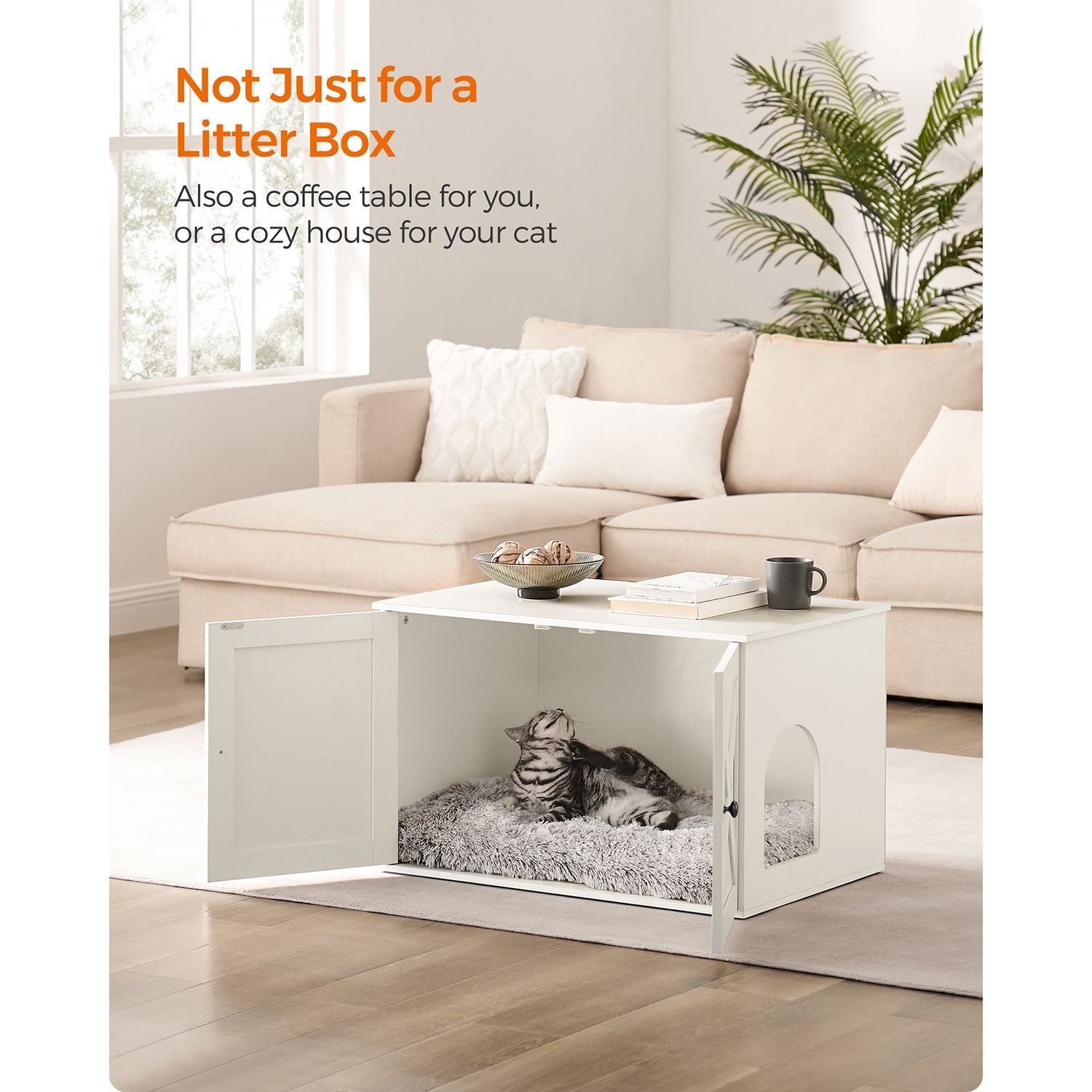 Cat Litter Box Enclosure with Removable Divider
